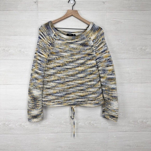 Theory Coella Knit Sweater Size Small Denim Mix Soft Chain Drawstring‎ Boatneck - Picture 16 of 16